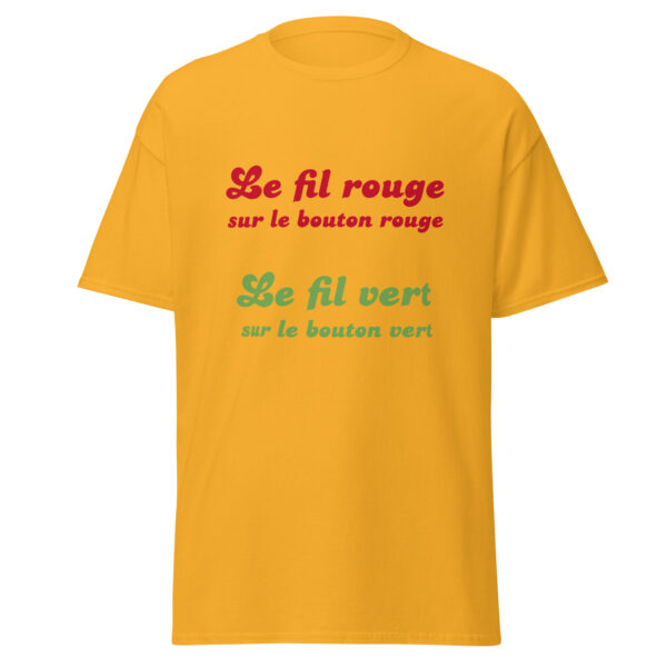 T-shirt "Le fil rouge sur le bouton rouge, le fil vert sur le bouton vert." – Image 22