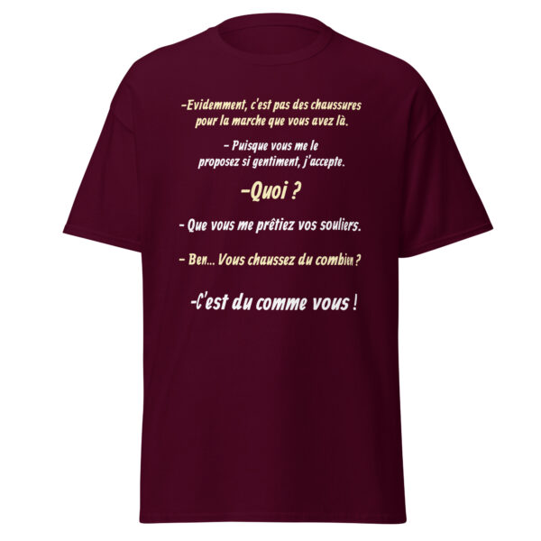 T-shirt "Vous chaussez du combien ? c'est du comme vous !" – Image 2