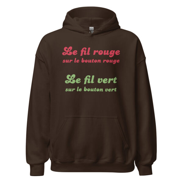 Sweat à capuche "Le fil rouge sur le bouton rouge, le fil vert sur le bouton vert." – Image 7