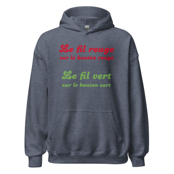 Sweat à capuche "Le fil rouge sur le bouton rouge, le fil vert sur le bouton vert." – Image 17