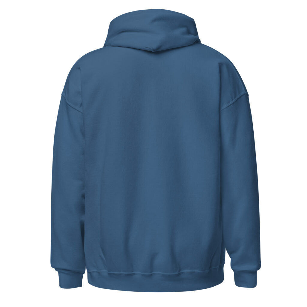 Sweat à capuche "on sait jamais sur un malentendu ça peut marcher" — Bleu Indigo, dos