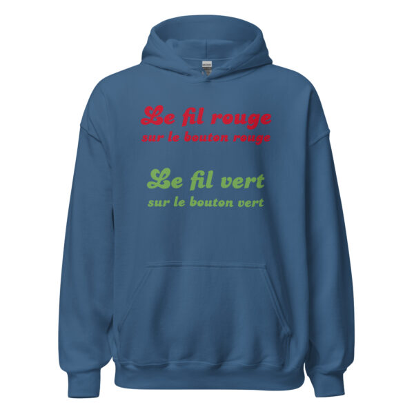 Sweat à capuche "Le fil rouge sur le bouton rouge, le fil vert sur le bouton vert." – Image 15