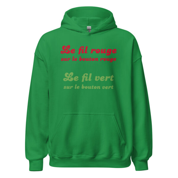 Sweat à capuche "Le fil rouge sur le bouton rouge, le fil vert sur le bouton vert." – Image 19