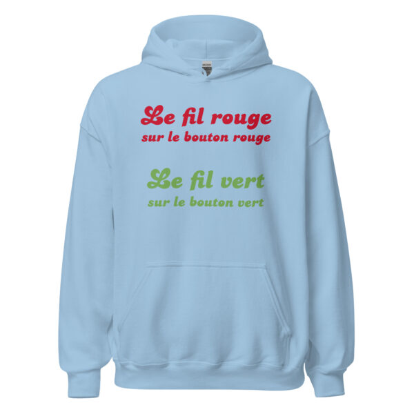Sweat à capuche "Le fil rouge sur le bouton rouge, le fil vert sur le bouton vert." – Image 25