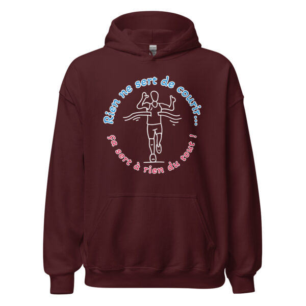 Sweat à capuche "rien ne sert de courir...ça sert à rien du tout !" – Image 6