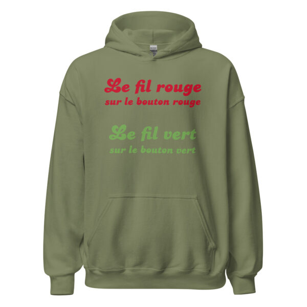 Sweat à capuche "Le fil rouge sur le bouton rouge, le fil vert sur le bouton vert." – Image 21