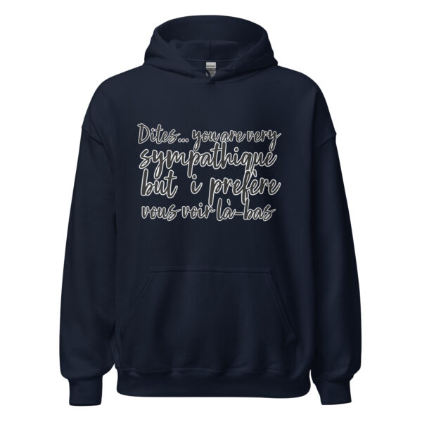Sweat à capuche "Dites, you are very sympathique but I préfère vous voir là-bas." – Image 4