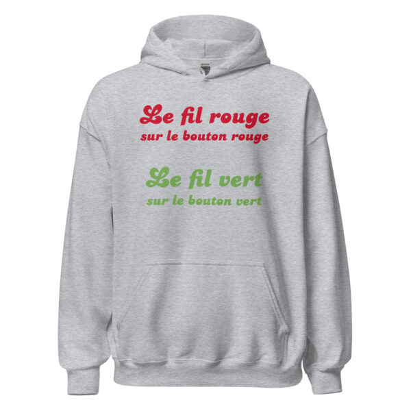 Sweat à capuche "Le fil rouge sur le bouton rouge, le fil vert sur le bouton vert." – Image 23