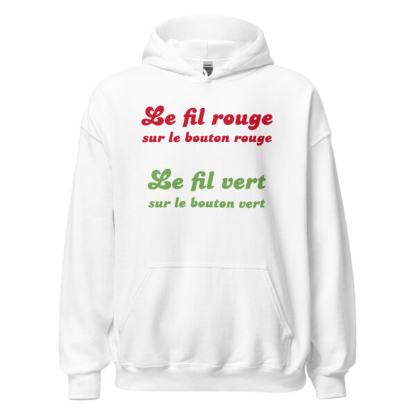 Sweat à capuche "Le fil rouge sur le bouton rouge, le fil vert sur le bouton vert." – Image 31