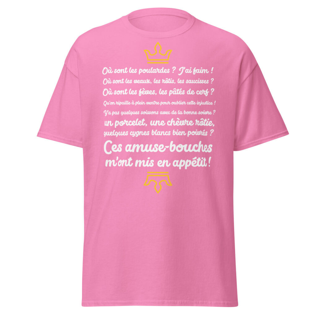 T-shirt les visiteurs "Ces amuse-bouches m'ont mis en appétit !" — Rose, face
