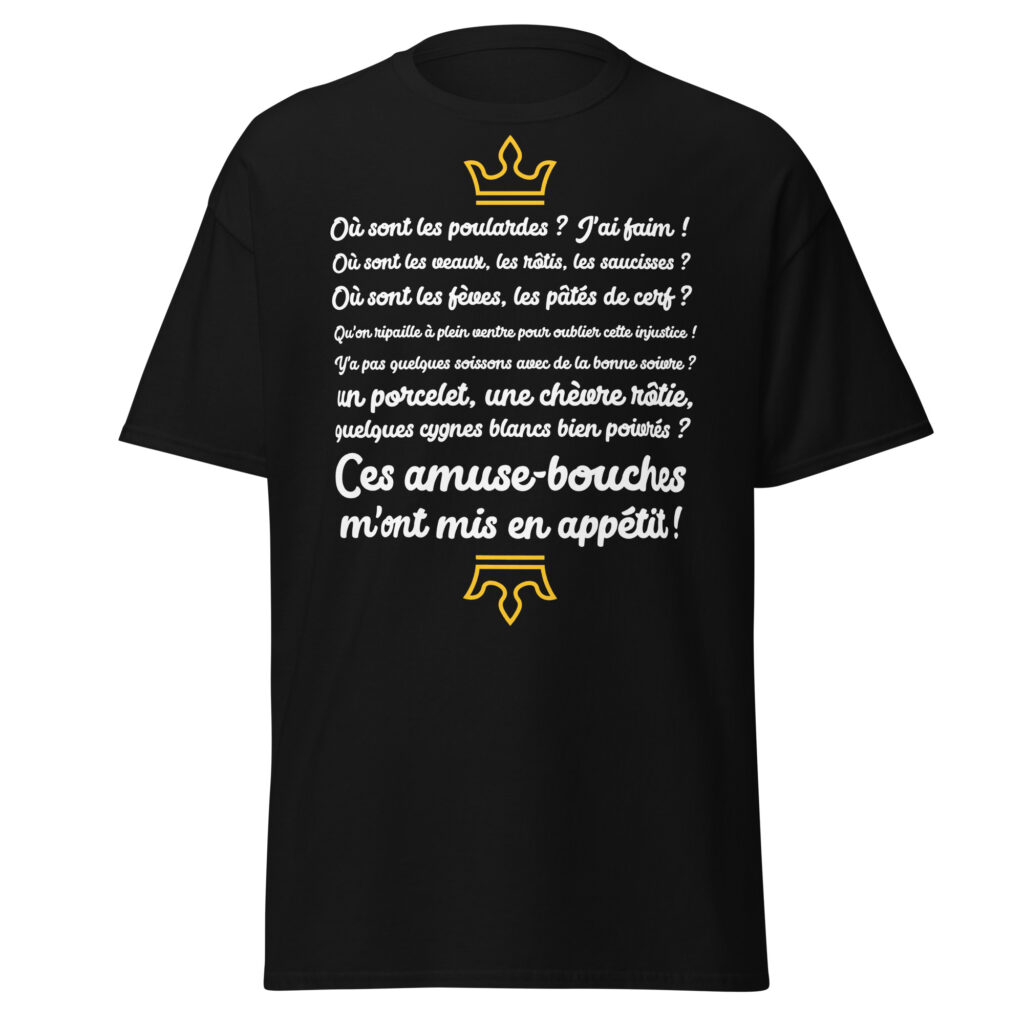 T-shirt les visiteurs "Ces amuse-bouches m'ont mis en appétit !" — Noir, face