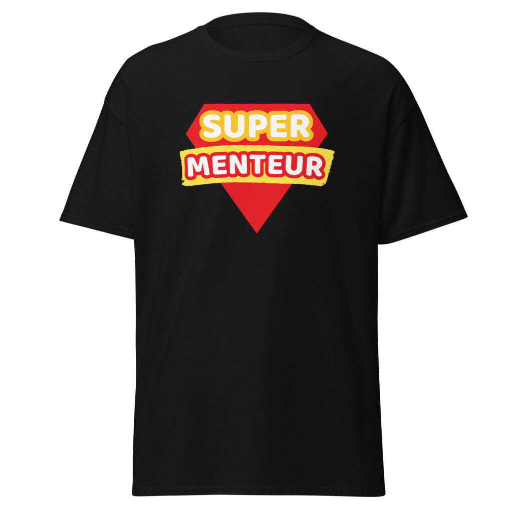 T-shirt humour "super menteur" — Noir, face