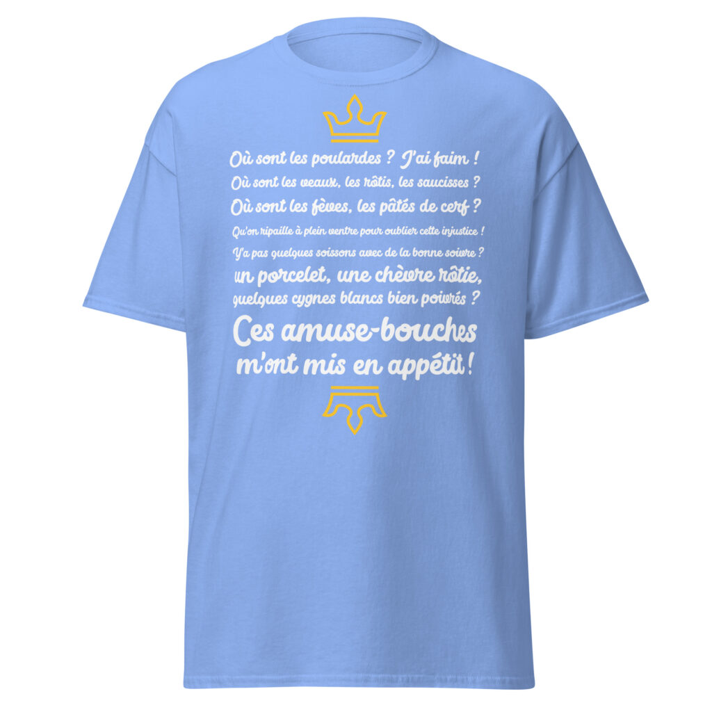 T-shirt les visiteurs "Ces amuse-bouches m'ont mis en appétit !" — Bleu, face