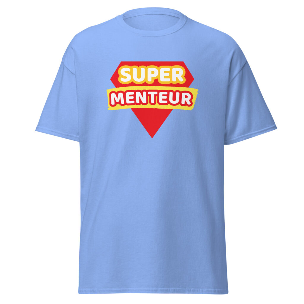 T-shirt humour "super menteur" — Bleu, face