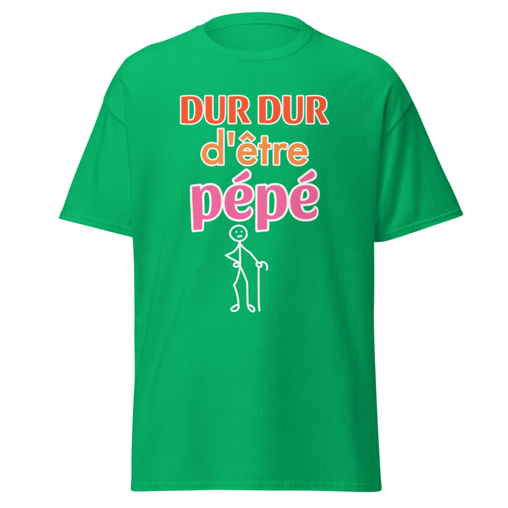 T-shirt "Dur dur d'être pépé" — Vert menthe, face