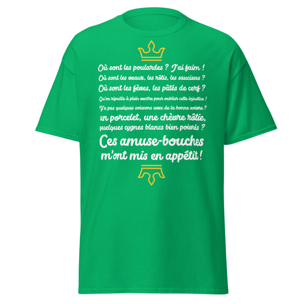 T-shirt les visiteurs "Ces amuse-bouches m'ont mis en appétit !" — Vert menthe, face