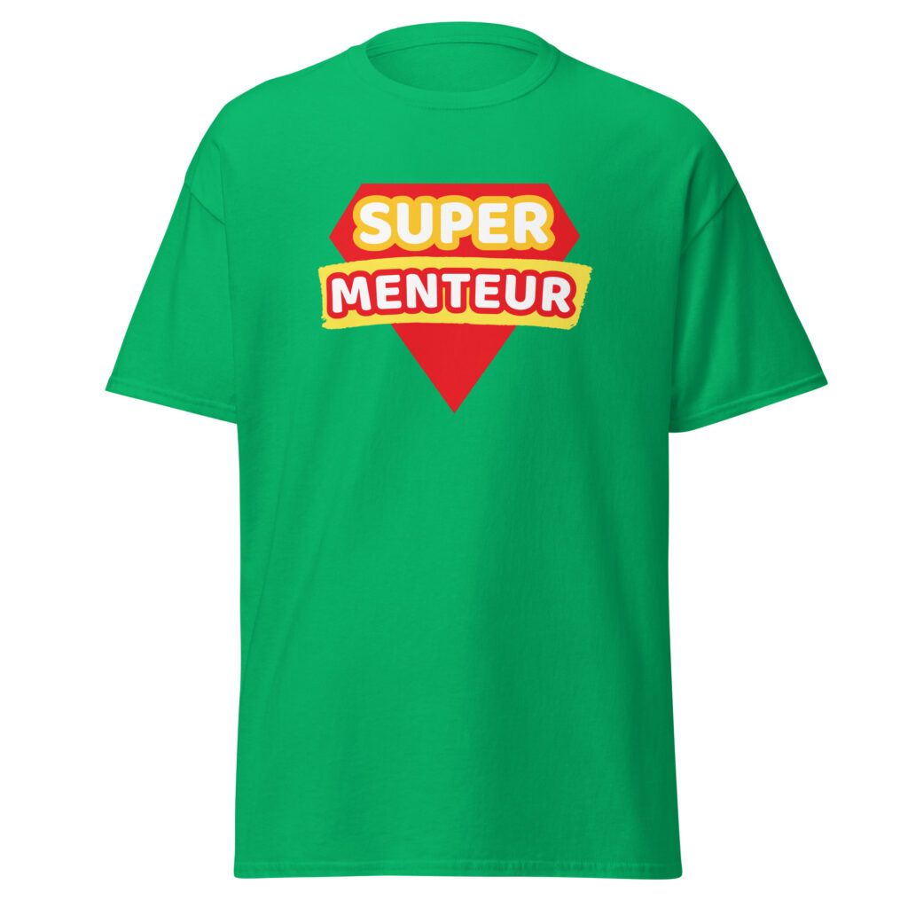 T-shirt humour "super menteur" — Vert menthe, face