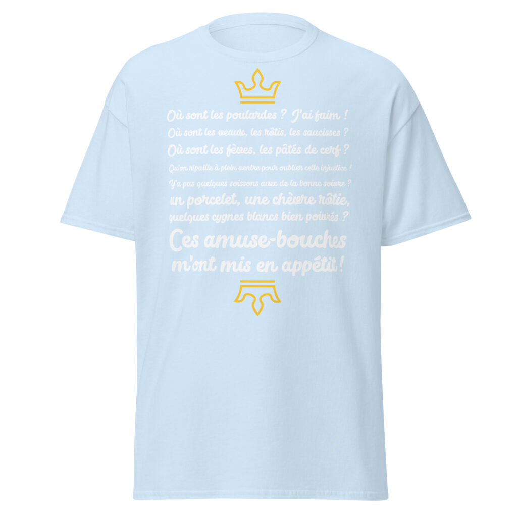 T-shirt les visiteurs "Ces amuse-bouches m'ont mis en appétit !" — Bleu Clair, face