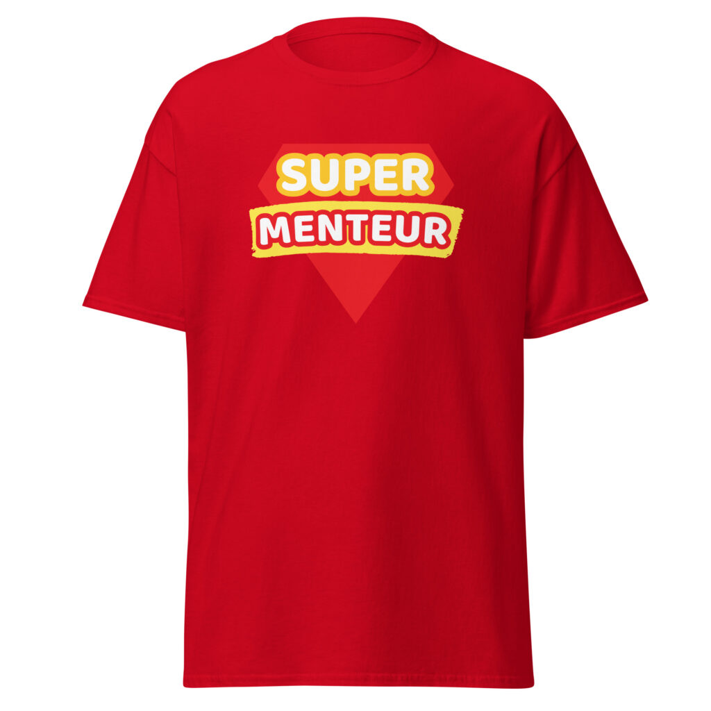 T-shirt humour "super menteur" — Rouge, face