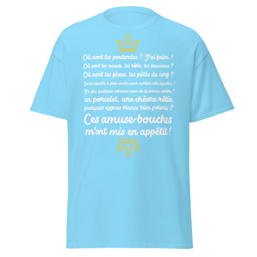 T-shirt les visiteurs "Ces amuse-bouches m'ont mis en appétit !" — Bleu Ciel, face