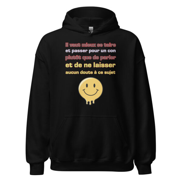 Sweat à capuche "Il vaut mieux se taire et passer pour un con..." – Image 2