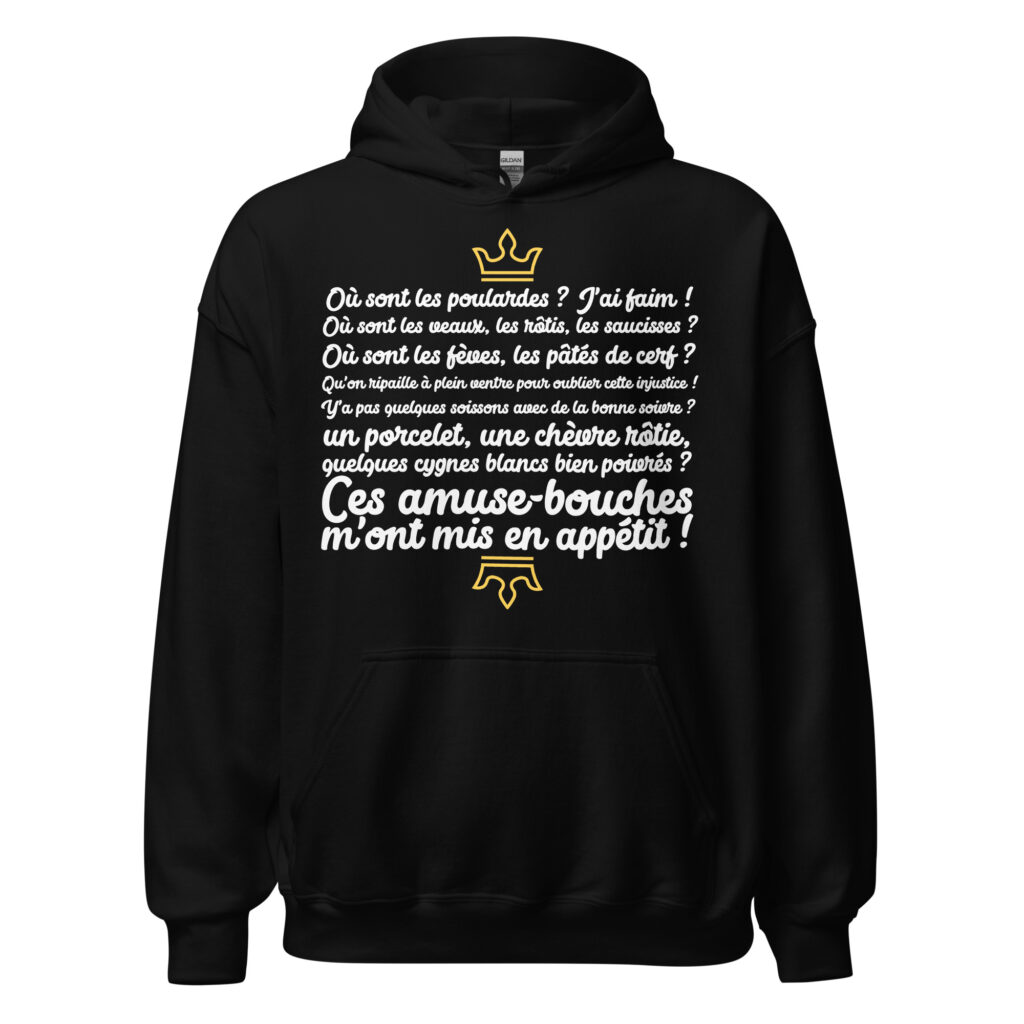 Sweat à capuche les visiteurs "Ces amuse-bouches m'ont mis en appétit !" — Noir, face