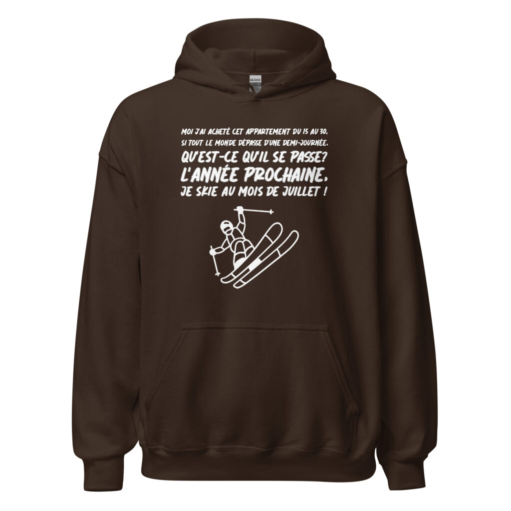 Sweat à capuche les bronzés font du ski — Chocolat Noir, face