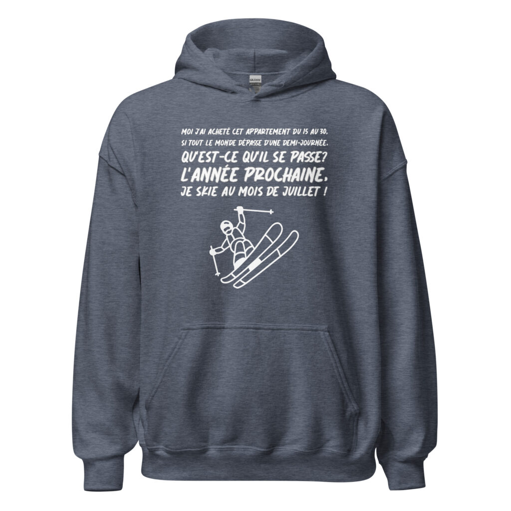 Sweat à capuche les bronzés font du ski — Heather Sport Dark Navy, face
