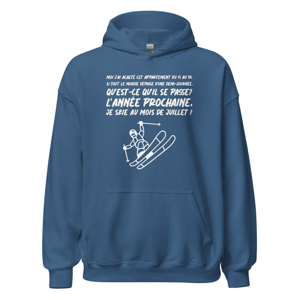 Sweat à capuche les bronzés font du ski — Bleu Indigo, face