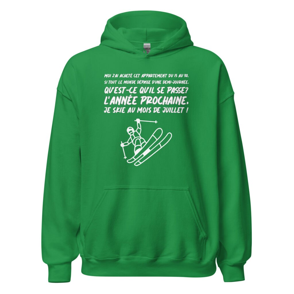Sweat à capuche les bronzés font du ski — Vert menthe, face