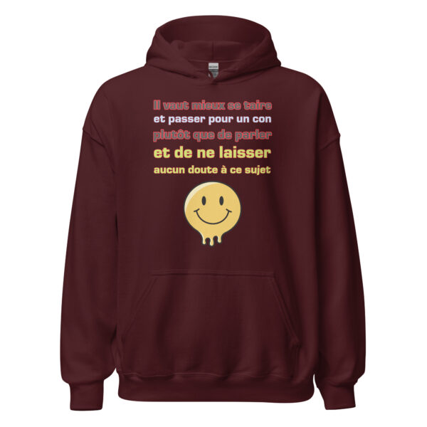 Sweat à capuche "Il vaut mieux se taire et passer pour un con..." – Image 6