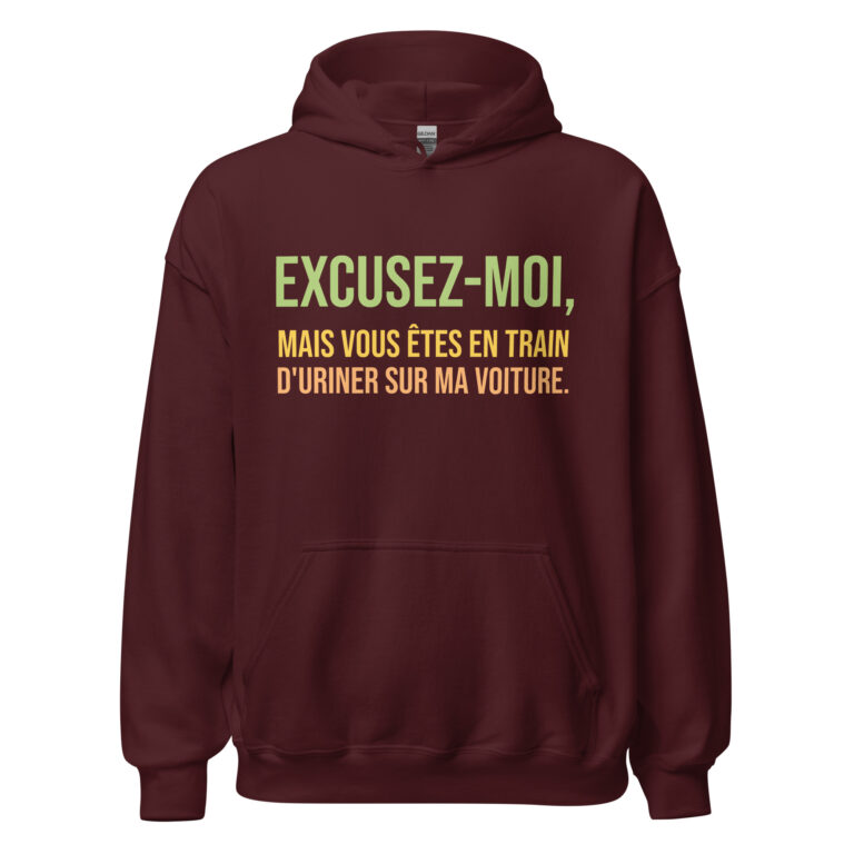 Sweat à capuche Les Bronzés font du ski “Uriner sur ma voiture” – Réplique culte — sweat à capuche unisexe imprimé