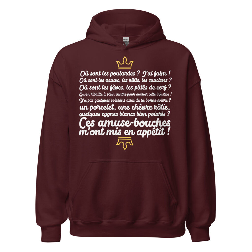 Sweat à capuche les visiteurs "Ces amuse-bouches m'ont mis en appétit !" — Bordeaux, face