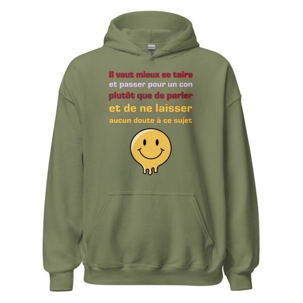 Sweat à capuche "Il vaut mieux se taire et passer pour un con..." – Image 21
