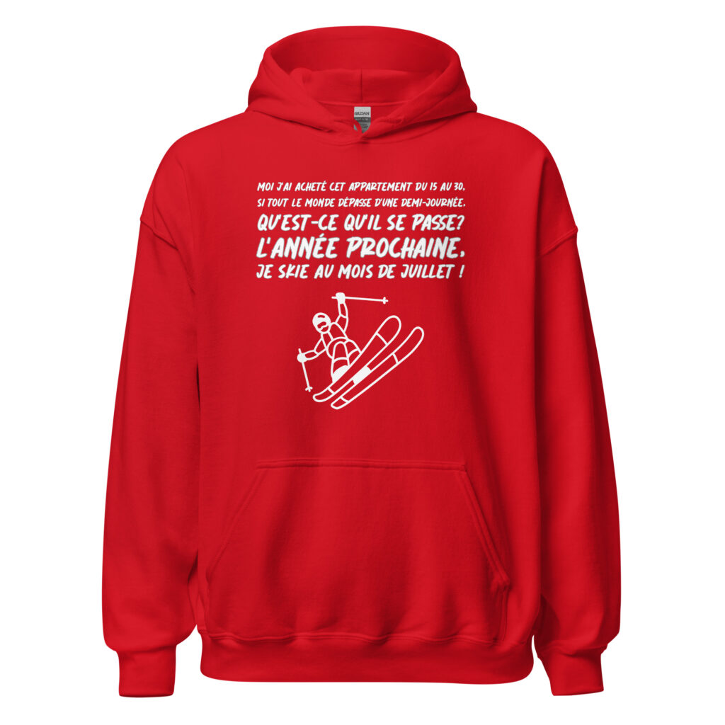 Sweat à capuche les bronzés font du ski — Rouge, face