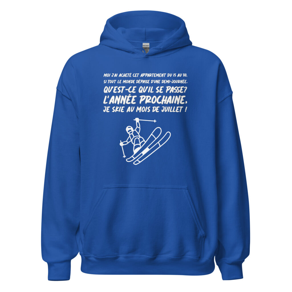 Sweat à capuche les bronzés font du ski — Bleu Roi, face