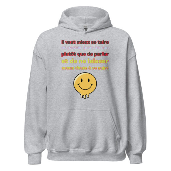 Sweat à capuche "Il vaut mieux se taire et passer pour un con..." – Image 23