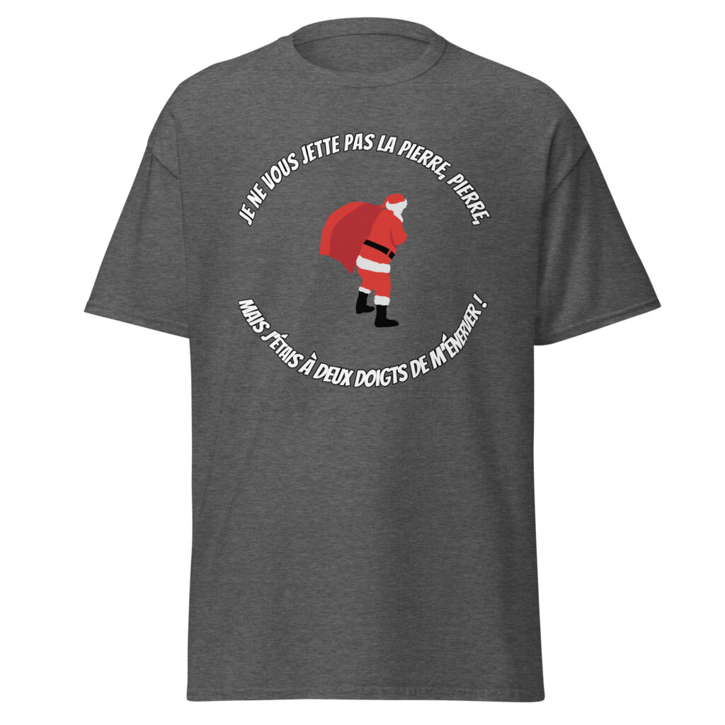 T-shirt le père noël est une ordure — Gris Foncé Chiné, face