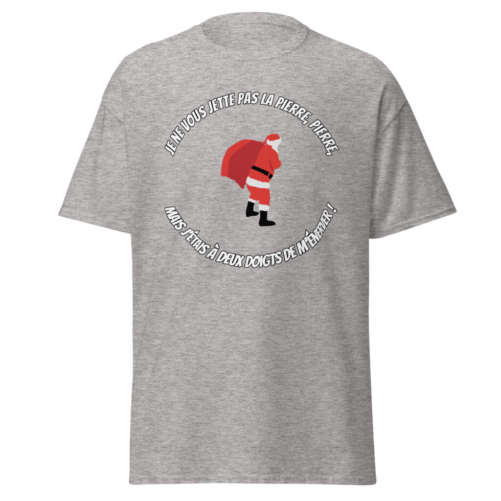 T-shirt le père noël est une ordure — Gris Sport, face
