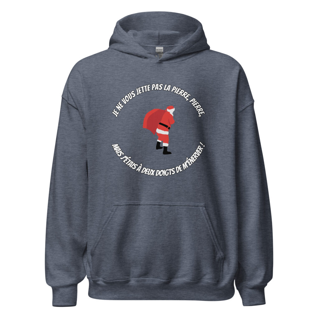 Sweat à capuche Le Père Noël est une ordure — Heather Sport Dark Navy, face