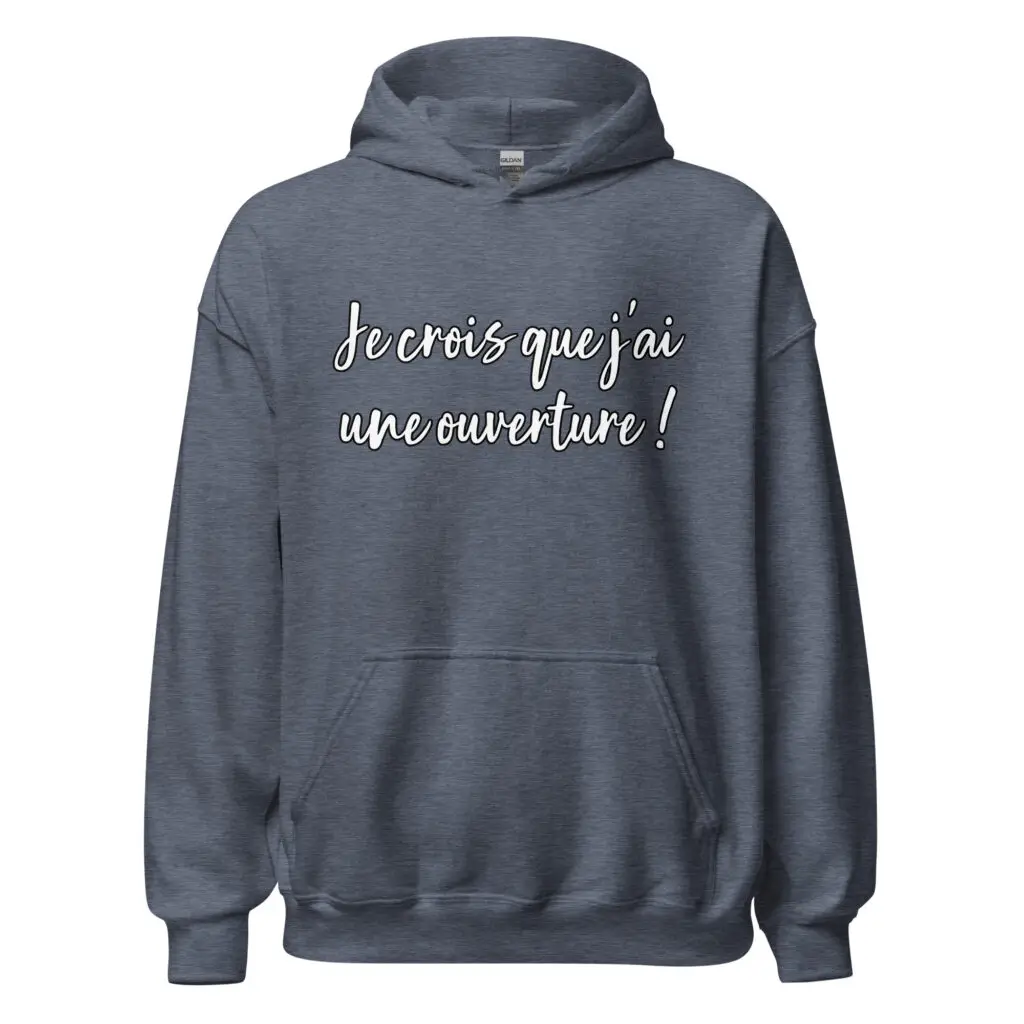Sweat à capuche Les bronzés "j'ai une ouverture" — Heather Sport Dark Navy, face
