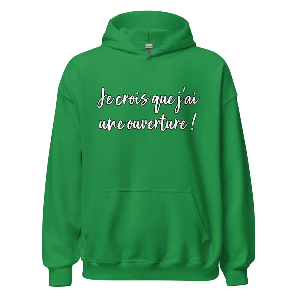 Sweat à capuche Les bronzés "j'ai une ouverture" — Vert menthe, face