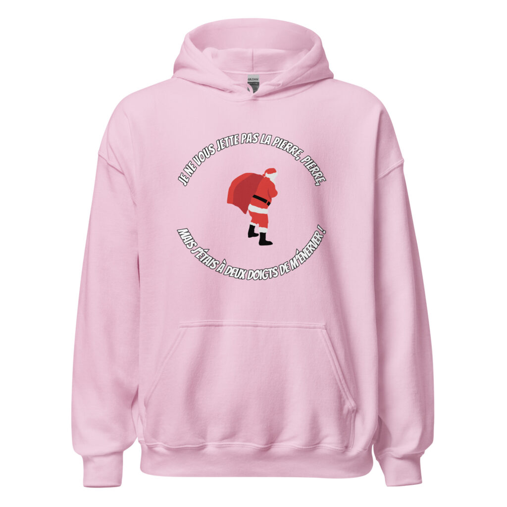 Sweat à capuche Le Père Noël est une ordure — Rose Clair, face