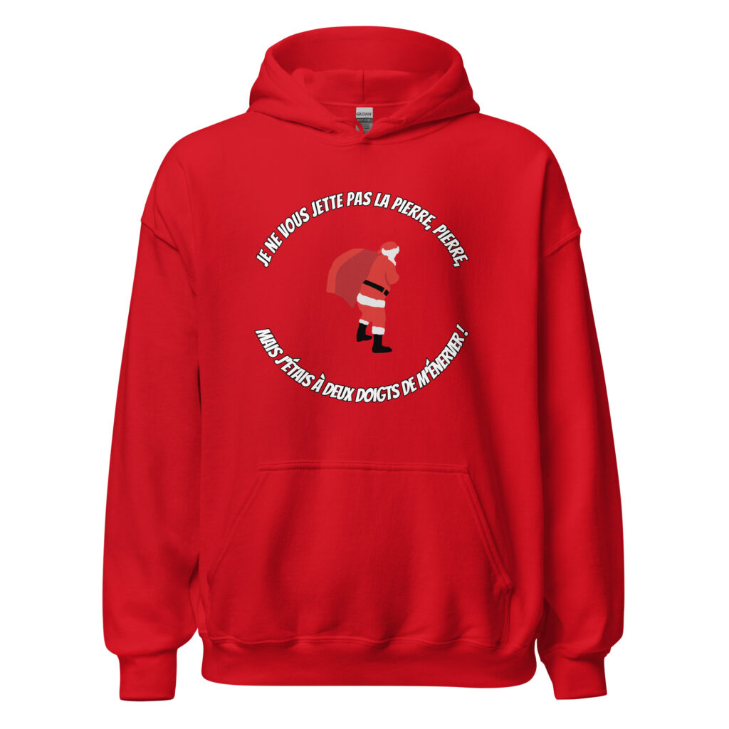 Sweat à capuche Le Père Noël est une ordure — Rouge, face