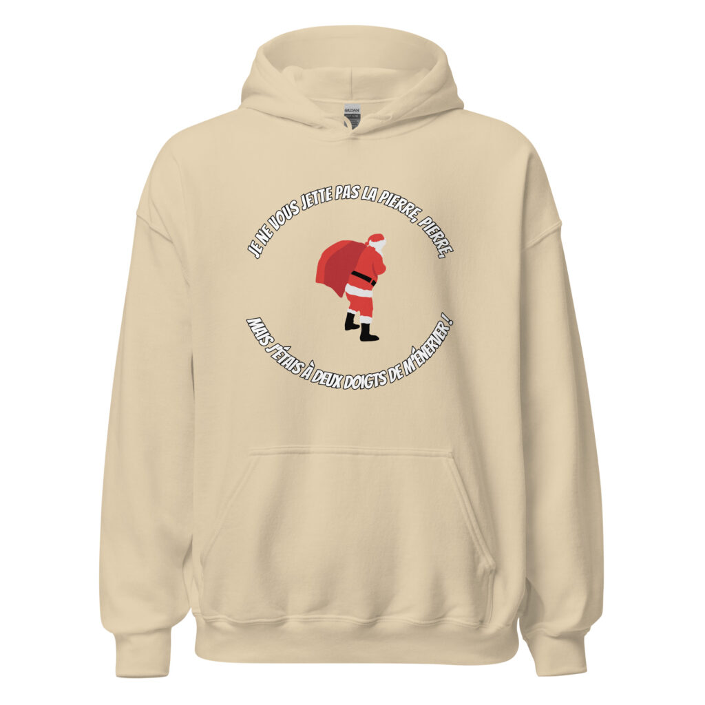 Sweat à capuche Le Père Noël est une ordure — Sable, face