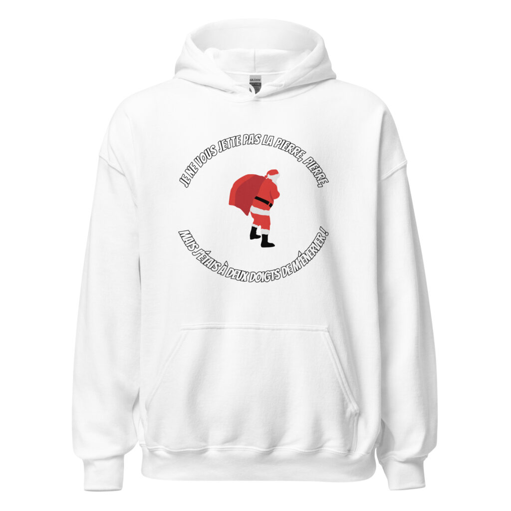 Sweat à capuche Le Père Noël est une ordure — Blanc, face