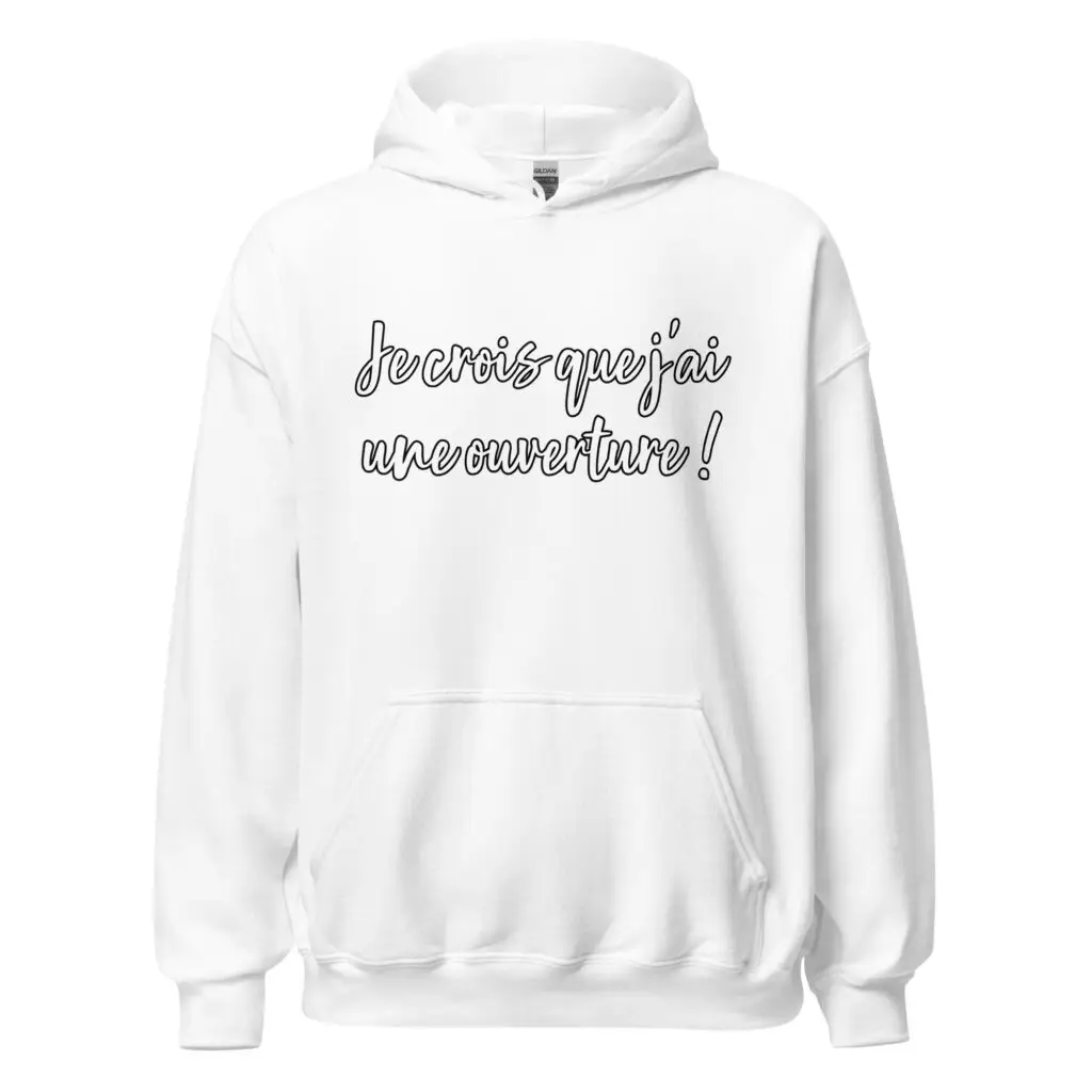 Sweat à capuche Les bronzés "j'ai une ouverture" — Blanc, face