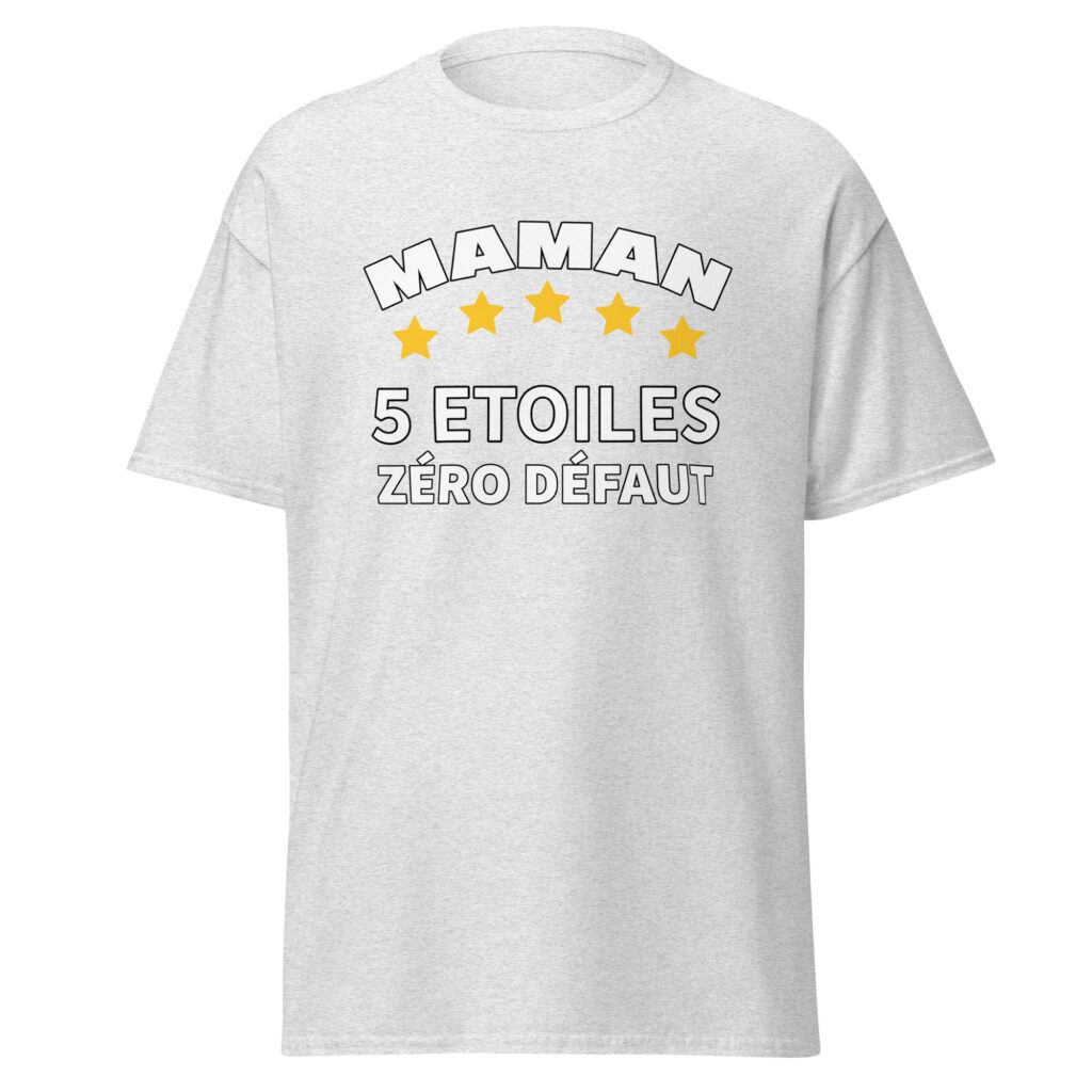 T-shirt maman 5 étoiles zéro défaut — Gris Pinchard, face
