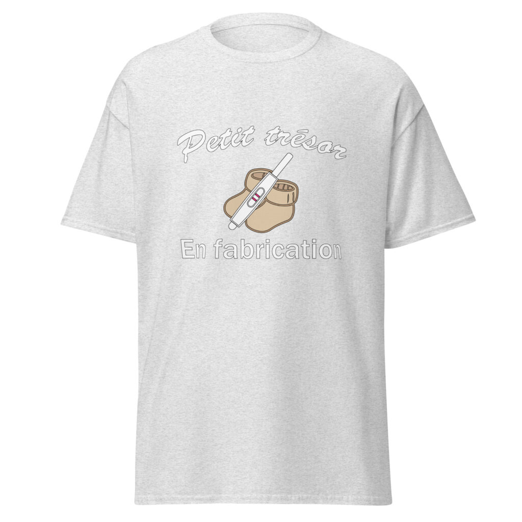 T-shirt petit trésor en fabrication — Gris Pinchard, face