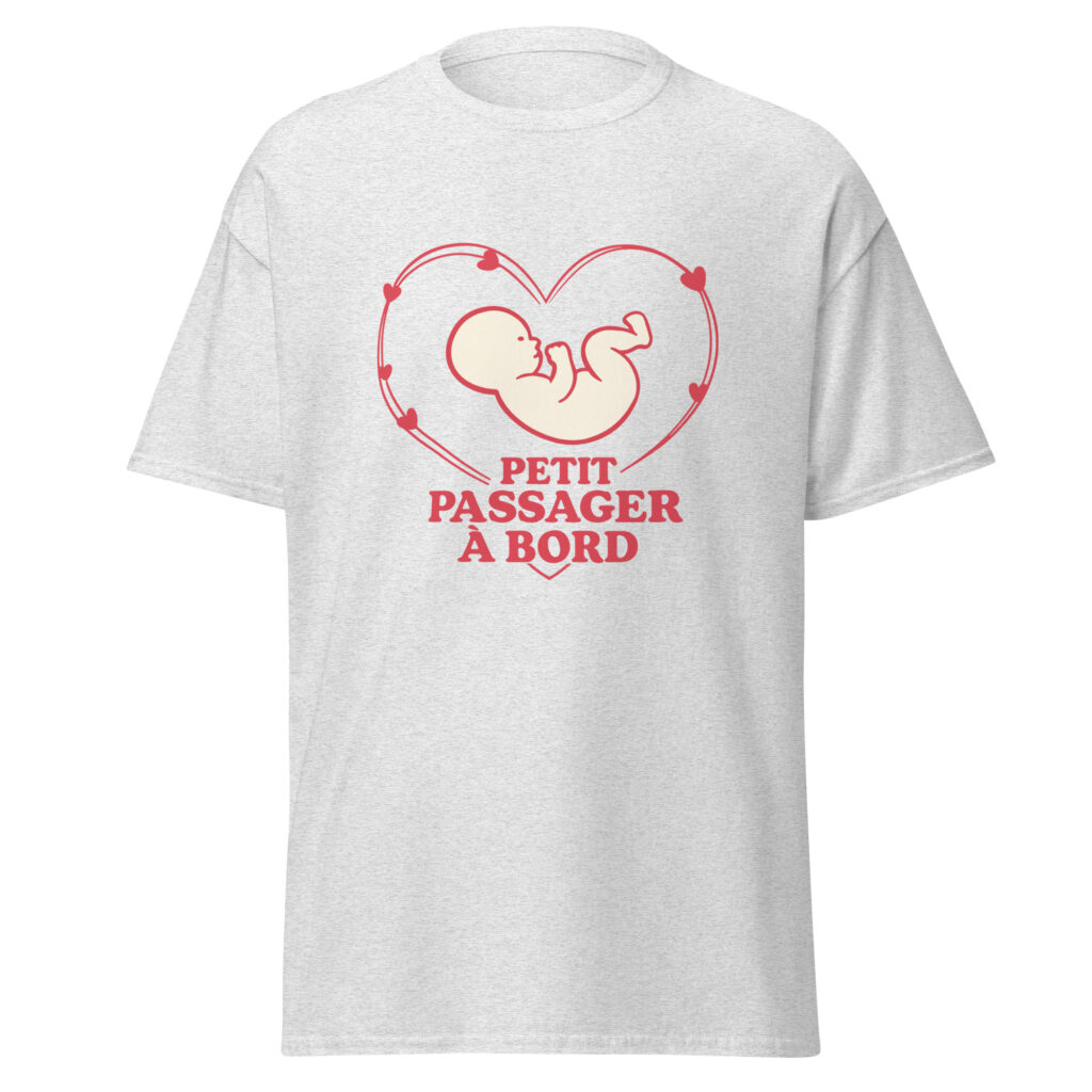 T-shirt naissance Petit passager à bord — Gris Pinchard, face